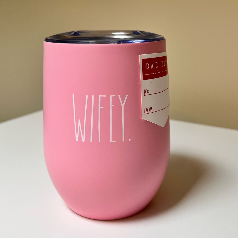 ❗️4/$65❗️Rae Dunn 12 oz. insulated wine tumbler.‎ WIFEY! Pink!